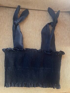 Capulet - McKenna Black Smocked Tie-Strap Crop Top